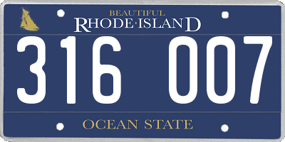 RI license plate 316007