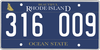 RI license plate 316009