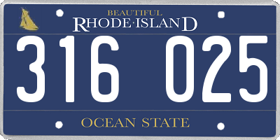RI license plate 316025