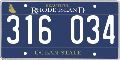RI license plate 316034