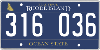 RI license plate 316036