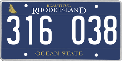 RI license plate 316038