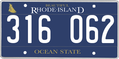RI license plate 316062