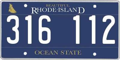 RI license plate 316112