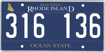 RI license plate 316136