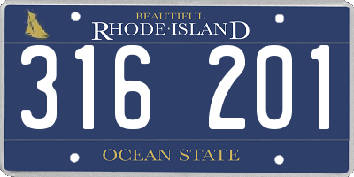 RI license plate 316201