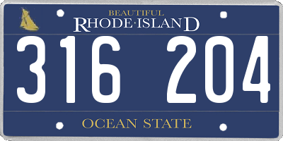 RI license plate 316204