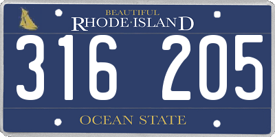 RI license plate 316205