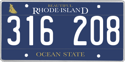 RI license plate 316208