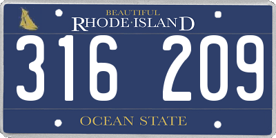 RI license plate 316209