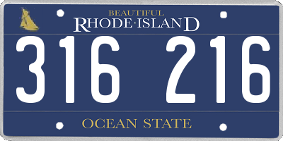 RI license plate 316216