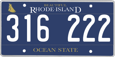 RI license plate 316222