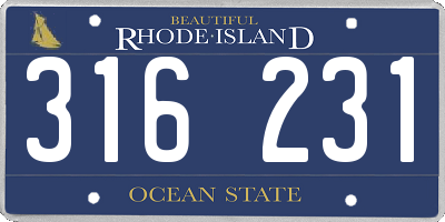 RI license plate 316231