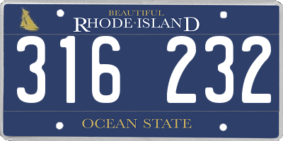 RI license plate 316232
