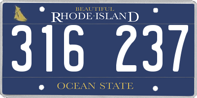 RI license plate 316237