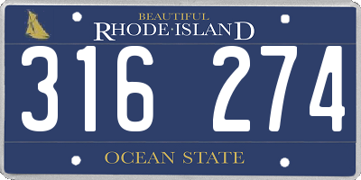 RI license plate 316274