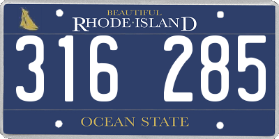 RI license plate 316285