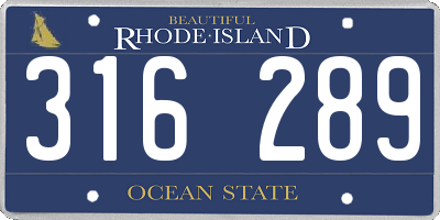 RI license plate 316289