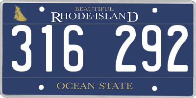 RI license plate 316292