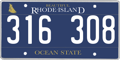 RI license plate 316308