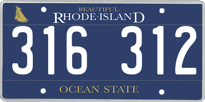 RI license plate 316312