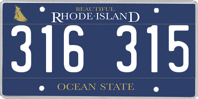 RI license plate 316315