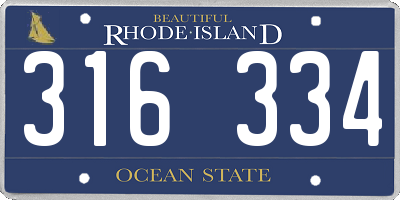RI license plate 316334