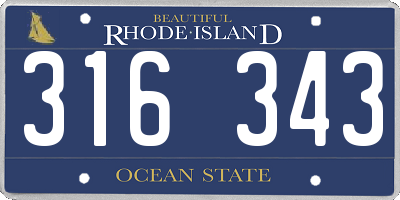 RI license plate 316343