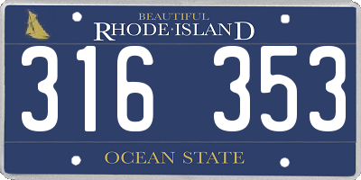RI license plate 316353