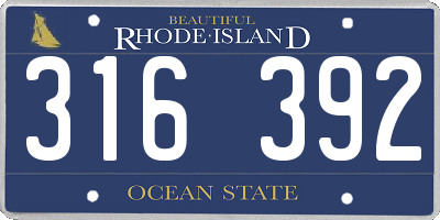 RI license plate 316392