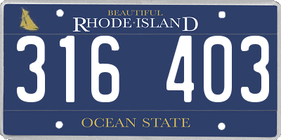 RI license plate 316403