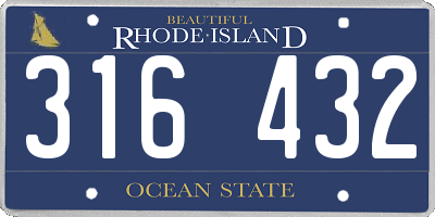 RI license plate 316432