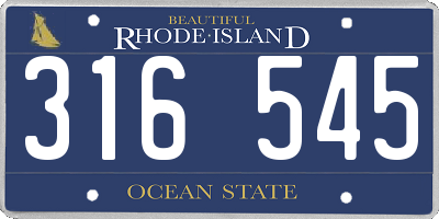 RI license plate 316545