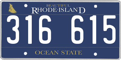 RI license plate 316615