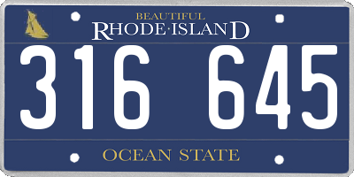 RI license plate 316645
