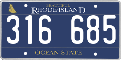 RI license plate 316685