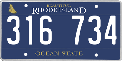 RI license plate 316734