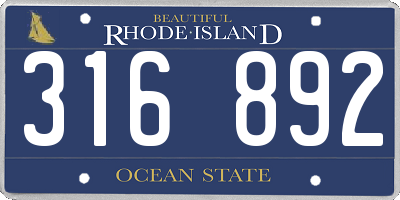 RI license plate 316892