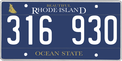 RI license plate 316930