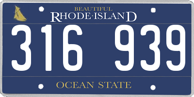 RI license plate 316939