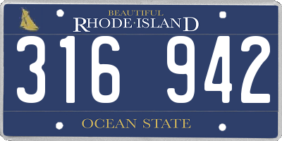 RI license plate 316942