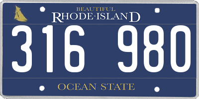 RI license plate 316980