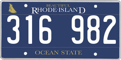 RI license plate 316982