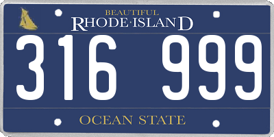 RI license plate 316999