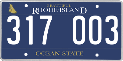 RI license plate 317003