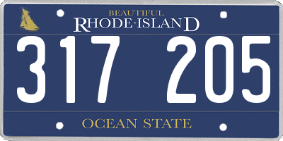 RI license plate 317205