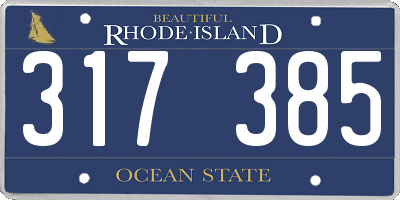 RI license plate 317385