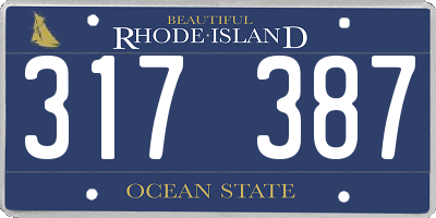 RI license plate 317387