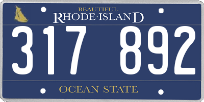 RI license plate 317892