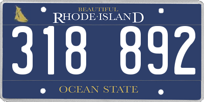 RI license plate 318892